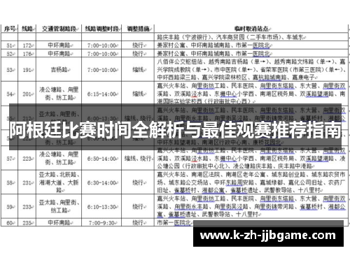 阿根廷比赛时间全解析与最佳观赛推荐指南